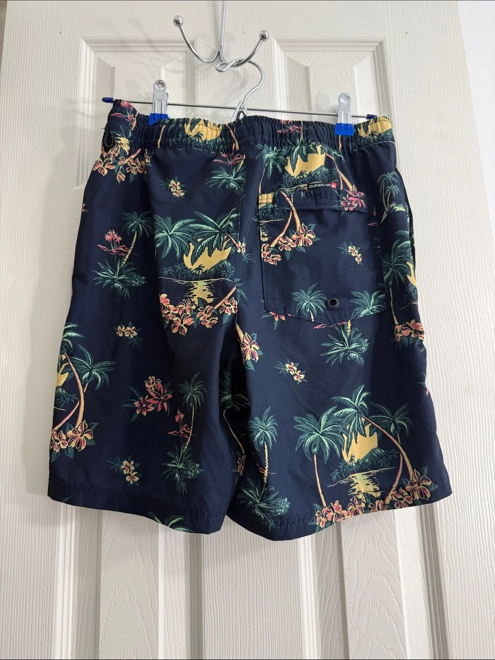 Quiksilver Navy Tropical Palm Print Swim Trunks